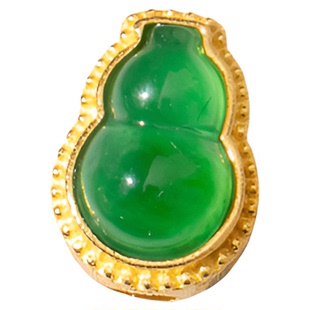 翡翠葫芦香囊通孔18K金镶嵌挂件配手链冰种天然缅甸玉鉴定证书女