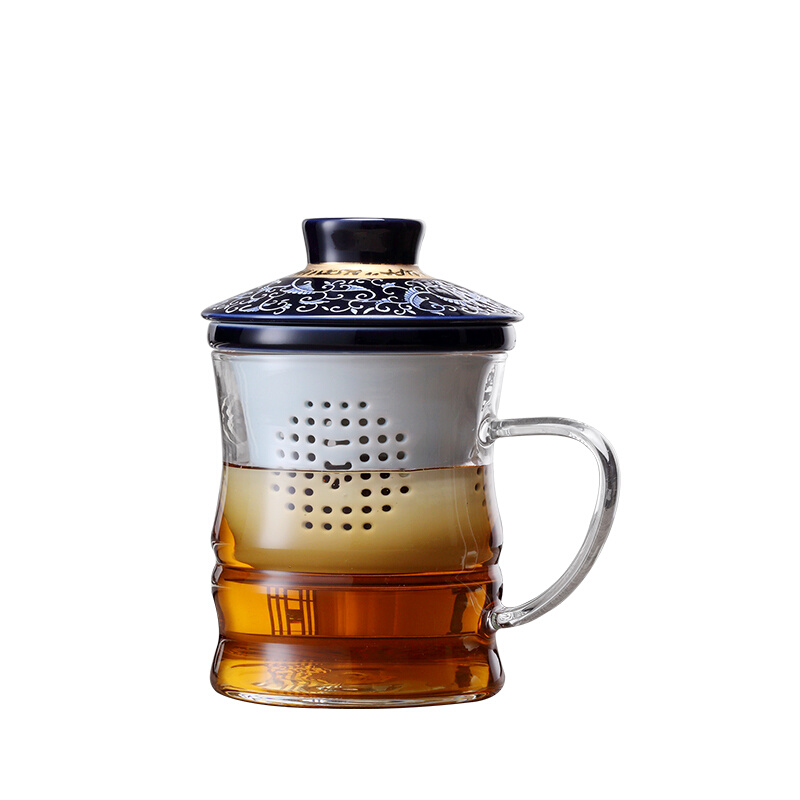 玻璃水杯茶水分离泡茶杯子办公室男女士个人专用陶瓷过滤带盖茶杯