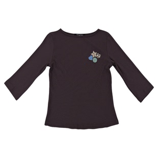 Thingness一字领复古千禧感彩色纽扣设计修身弹力中袖上衣