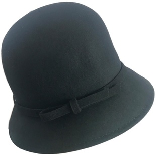 赫本风羊毛呢渔夫帽女款法式复古小香风礼帽盆帽优雅气质名媛帽子