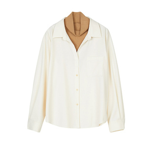 SANI奥莱特卖冬季时尚撞色拼接衬衣翻领长袖假两件衬衫上衣女衬衣