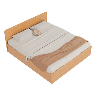 政补实木高箱床气压床1.8米侧翻1.5米带抽屉橡木色现代简约储物床