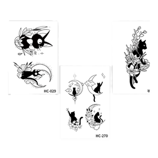 草本纹身贴女防水持久锁骨手臂高级感可爱猫咪图案果汁逼真不反光