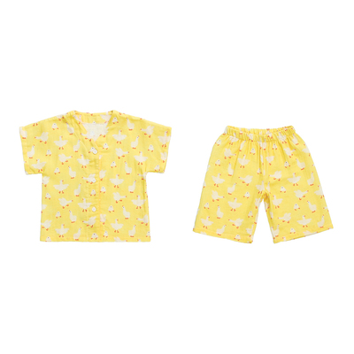 儿童汗蒸服男孩冬季薄款纯棉纱布2026新款岁宝宝短袖睡衣夏天大鹅