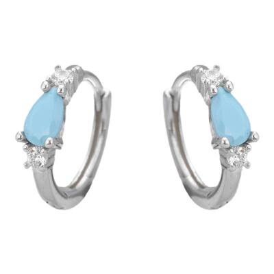 睡觉不用摘纯银蓝松石耳扣男女小众设计养耳洞耳环高级感耳饰显白