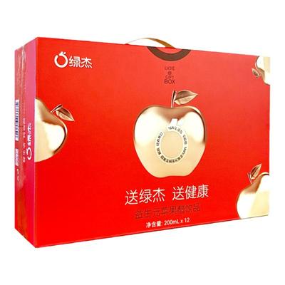 绿杰轻纯发酵型苹果醋饮料200ml*12罐不含汽0代糖70%果汁
