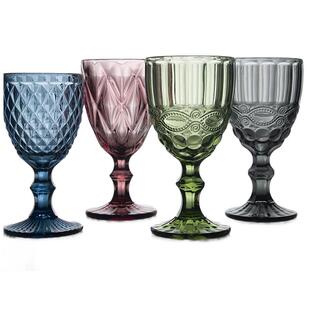 和风四季北欧复古杯子美式浮雕玻璃高脚杯红酒杯洋酒杯果酒杯水杯