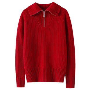 启超秒收无悔!重磅加厚100%纯山羊绒衫女半拉链针织毛衣秋冬新款