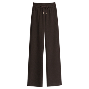 可拆卸内胆蚕丝棉裤女冬季外穿高腰显瘦加棉加厚羊毛呢直筒阔腿裤