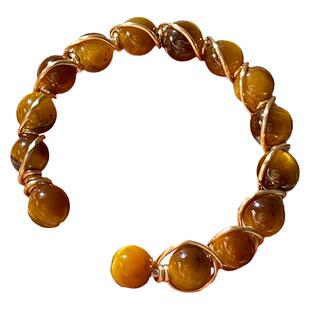 OkFineyard天然黄虎眼石戒指女小众设计美拉德招财旺财开口食指环