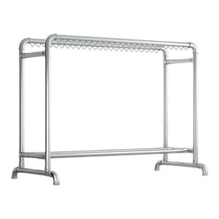 加粗1寸镀锌钢管晾衣架落地家用阳台挂衣户外室外防风双杆晒被子