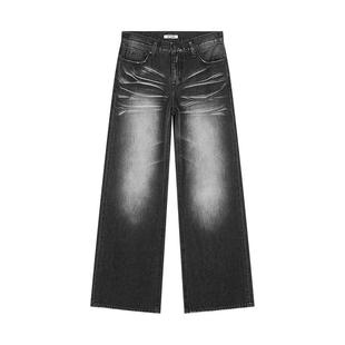 SLY 2024冬季新品美式复古做旧低腰宽松直筒牛仔裤030HAZ11-4571