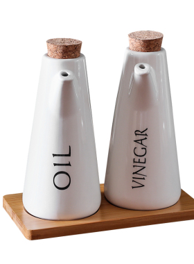 日式家用陶瓷密封酱油瓶醋瓶调味瓶摆件调味罐子套装家用厨房调味