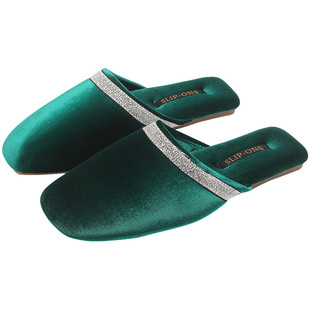 秋季轻奢韩国绒优雅包头复古丝绒四季拖鞋女防滑牛筋底男时尚居家