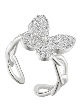 极光以南女纯银原创蝴蝶戒指开口