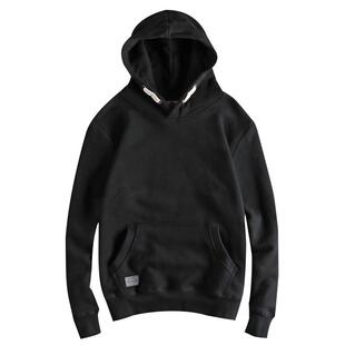 香港代购400G秋冬加绒加厚连帽卫衣男纯色复古青年套头上衣外套男