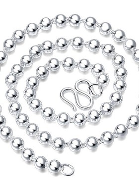 99纯银银圆珠佛珠毛衣链长短百搭