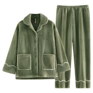 【抗静电】家乐芬睡衣女士秋冬款冬季法兰绒加绒加厚珊瑚绒家居服