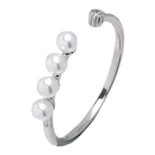 法式珍珠锆石开口可调节戒指女高级感叠戴食指关节戒小众尾戒指环