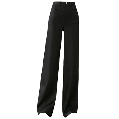 夏季薄款天丝亚麻后松紧直筒裤潮