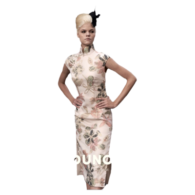 意大利提花俏云曦国风立裁旗袍裙