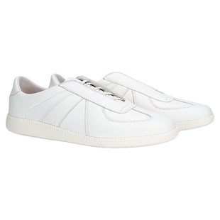 【张颜齐同款】chioryn青润德训鞋男生经典一脚蹬白色真皮复古鞋