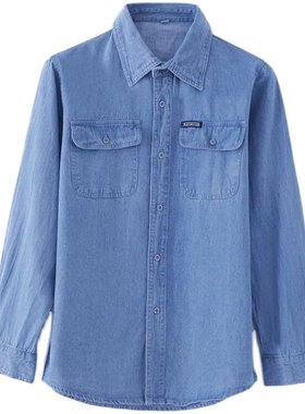 牛仔中年全棉上班工作服长袖衬衫