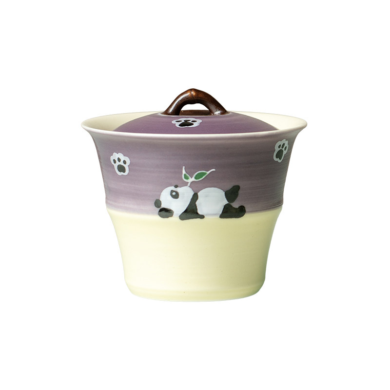 繁野 治愈系小熊猫竹节盖碗创意手绘功夫茶具高颜值泡茶碗喝茶碗