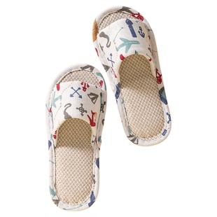 儿童拖鞋棉麻布卡通男童女童小孩家用亚麻家居家春秋宝宝防滑拖鞋