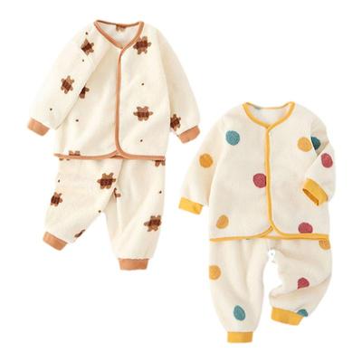 婧麒儿童睡衣雪粒绒衣服睡裤