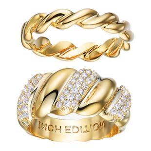 INCH EDITION浪漫交织麻花套戒可叠戴情侣款套装时尚（二枚入）