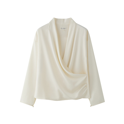 重磅双面醋酸缎古典交叠领衬衫