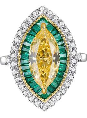 D色莫桑石双色马眼水滴戒指