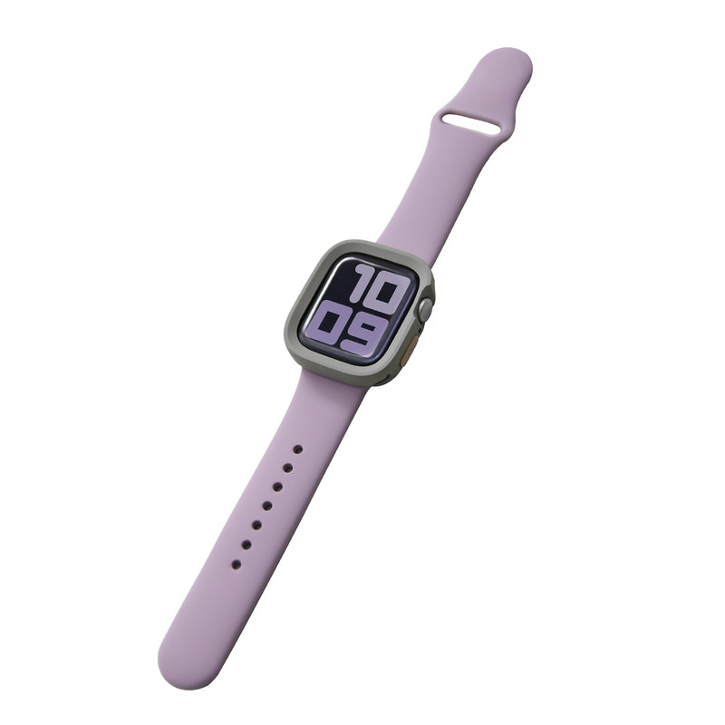 适用s10/S11苹果apple紫色系手表带ultra/s9硅胶iwatch壳7/8代se2