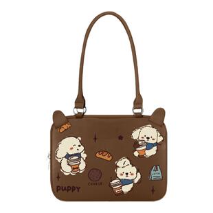 哥森顿数码单肩电脑包可爱棕色小狗手提包15.6英寸防水防摔16英寸14寸13寸加绒内里大学生上课包笔记本收纳