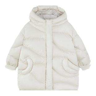 迷你巴拉巴拉女童羽绒服中长款冬季新品宝宝保暖连帽印花羽绒外套