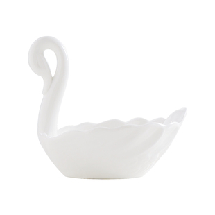 创意家用骨瓷纯白勺子笼天鹅收纳筒刀叉筷笼陶瓷汤勺架收纳勺子筒