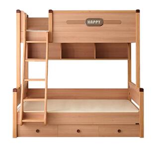 全友家居卧室家用小户型储物高低子母床原木风儿童上下铺双层床