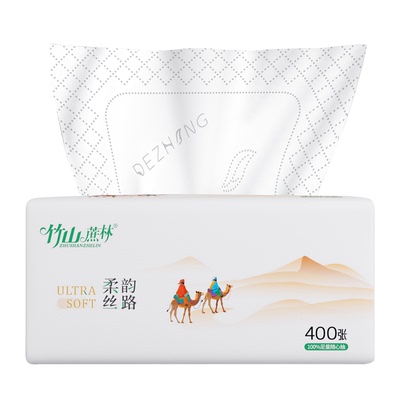 竹山蔗林400张可湿水打包纸巾