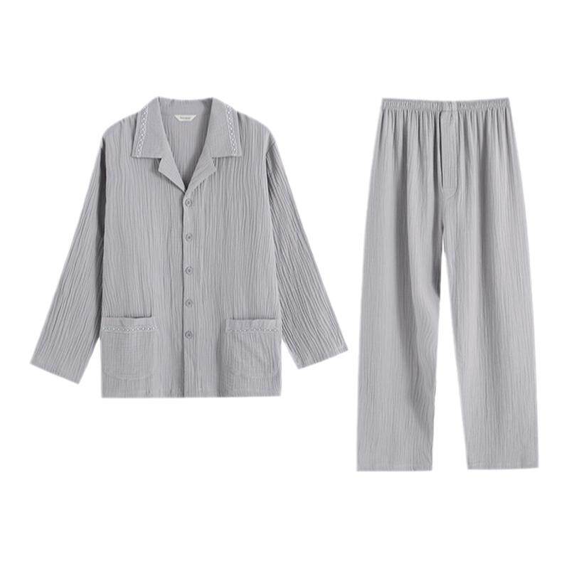 宽松休闲纯棉家居服睡衣男罗丝美