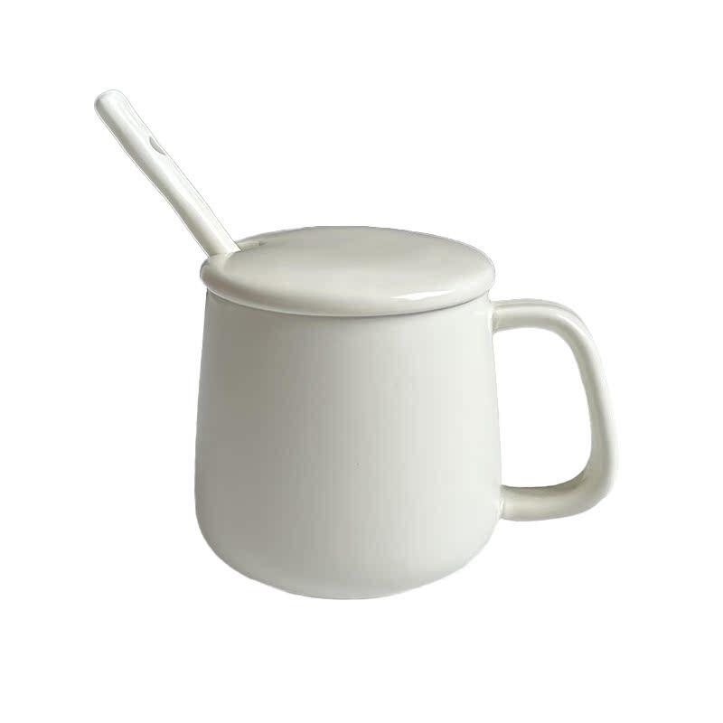 ins风简约家用马克杯带盖勺冲泡牛奶咖啡杯早餐杯子陶瓷杯办公室