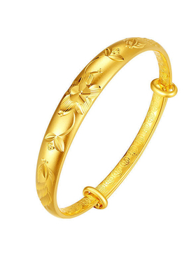 黄金鱼樱花推拉金包银手镯送妈妈