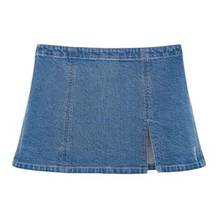 TE shushu美式复古开叉高腰牛仔半身裙小个子显瘦a字包臀裙子通勤