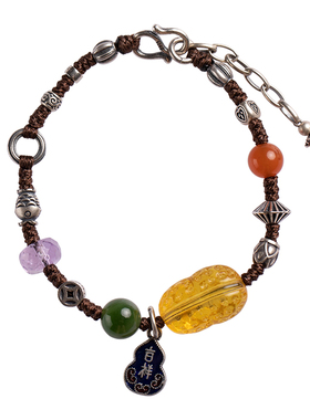 原创多宝多福手链纯银招财情侣款