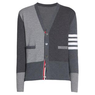 TB开衫针织外套女新款春秋毛衣外套撞色拼接学院风经典百搭tb开衫