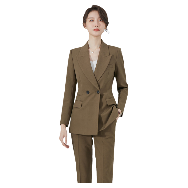 诗璐雅卡其色洋气西装套装女高端