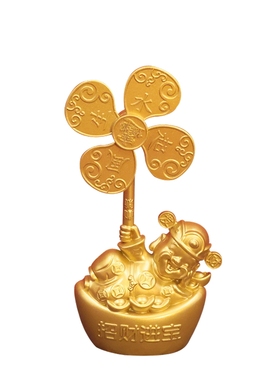 金属风生水起财神爷转转摆件