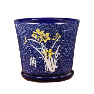 陶瓷花盆带分体托盘透气性好个性室内桌面绿植盆室外简约大花盆