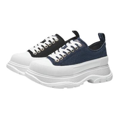 顺丰包邮圆头厚底撞色拼接松糕鞋