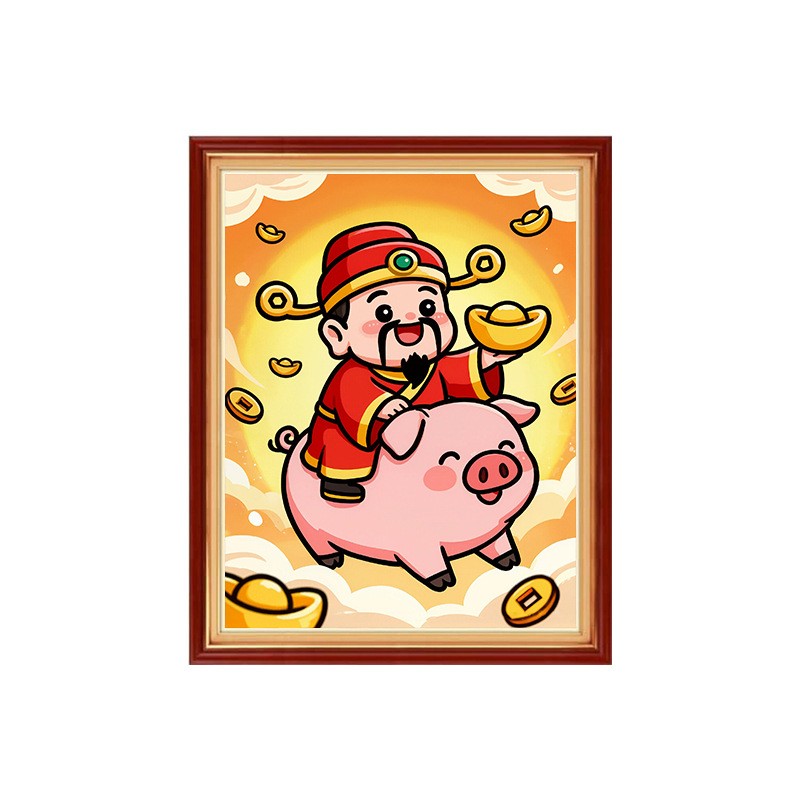 卡通十二生肖财神十字绣钻石画